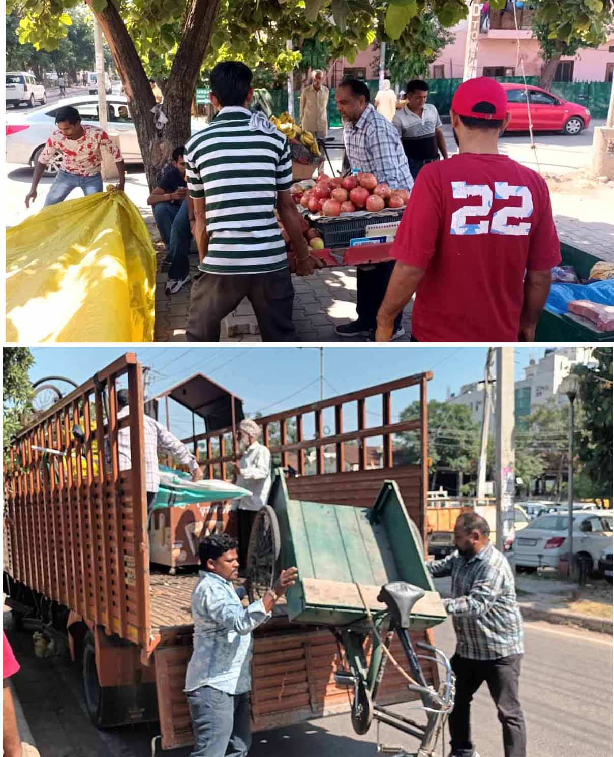 The Municipal Corporation team removed the illegal encroachment