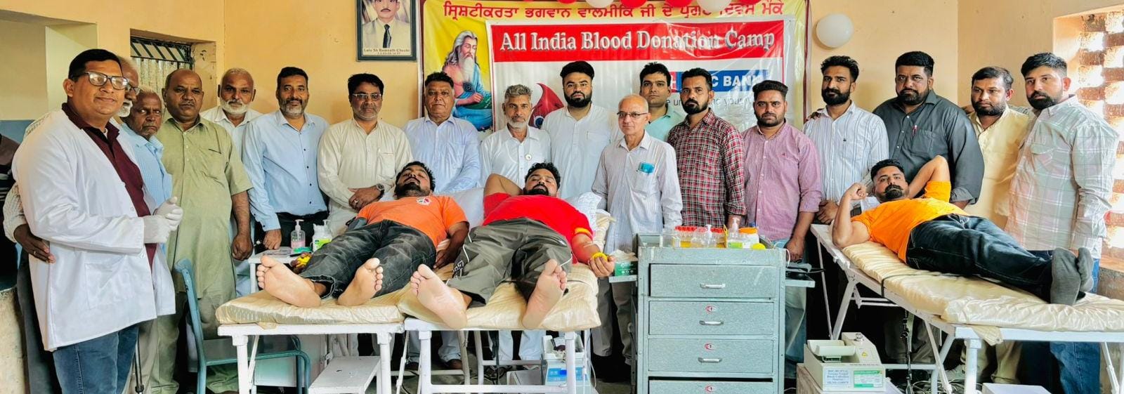 A blood donation camp was organized at village Dangori on the occasion of the birth anniversary of Lord Sri Balmik Ji