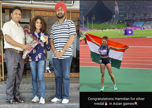 Mahilpur's Harmilan Bains won the silver medal in the Asian Games