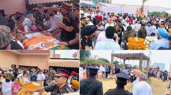 The last cremation of martyr Colonel Manpreet Singh was held with full official honor. The son gave his last farewell to the father in army uniform. Many leaders and officials including the Governor of Punjab arrived.