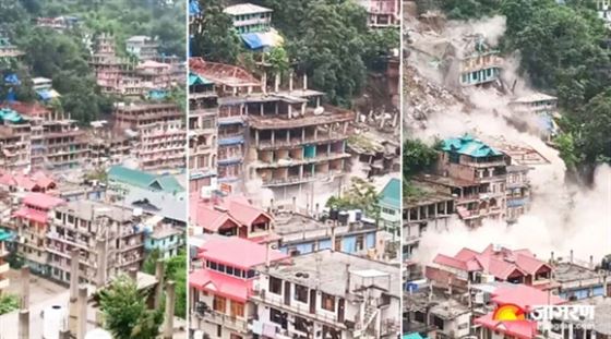 Around a dozen buildings collapsed due to the landslide in Kullu