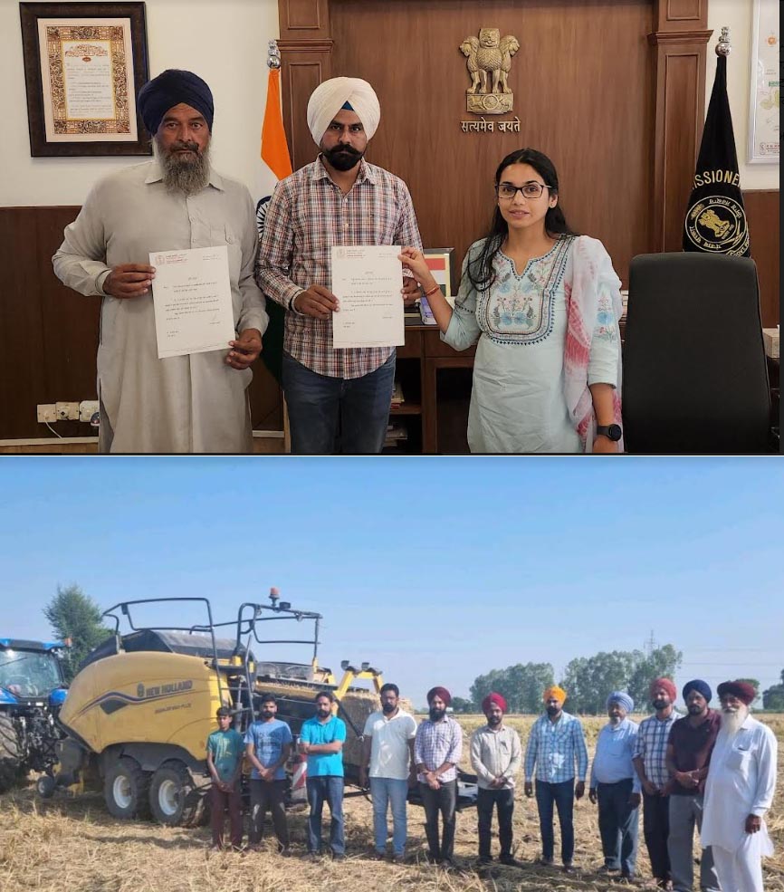 Farmers of village Mandaur made bales from 100 acres of land and distributed straw