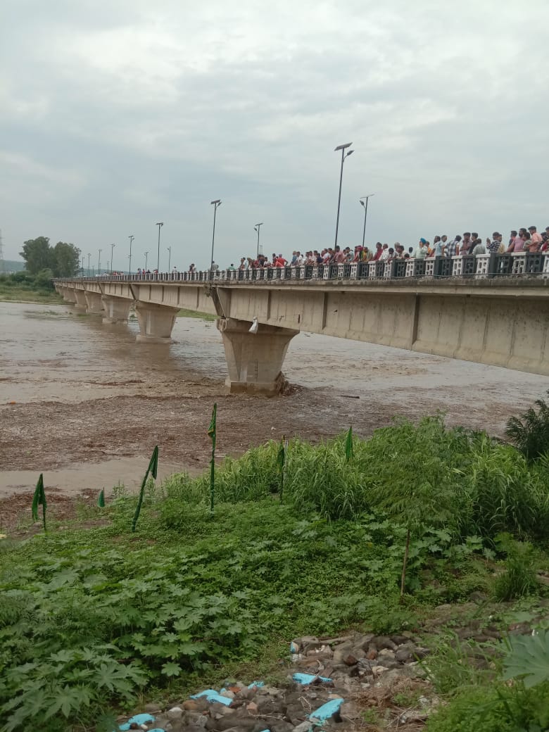 Flood and devastation caused by cloud burst in village Amb near Mubarikpur Gagret in Una district of Himachal Pradesh.
