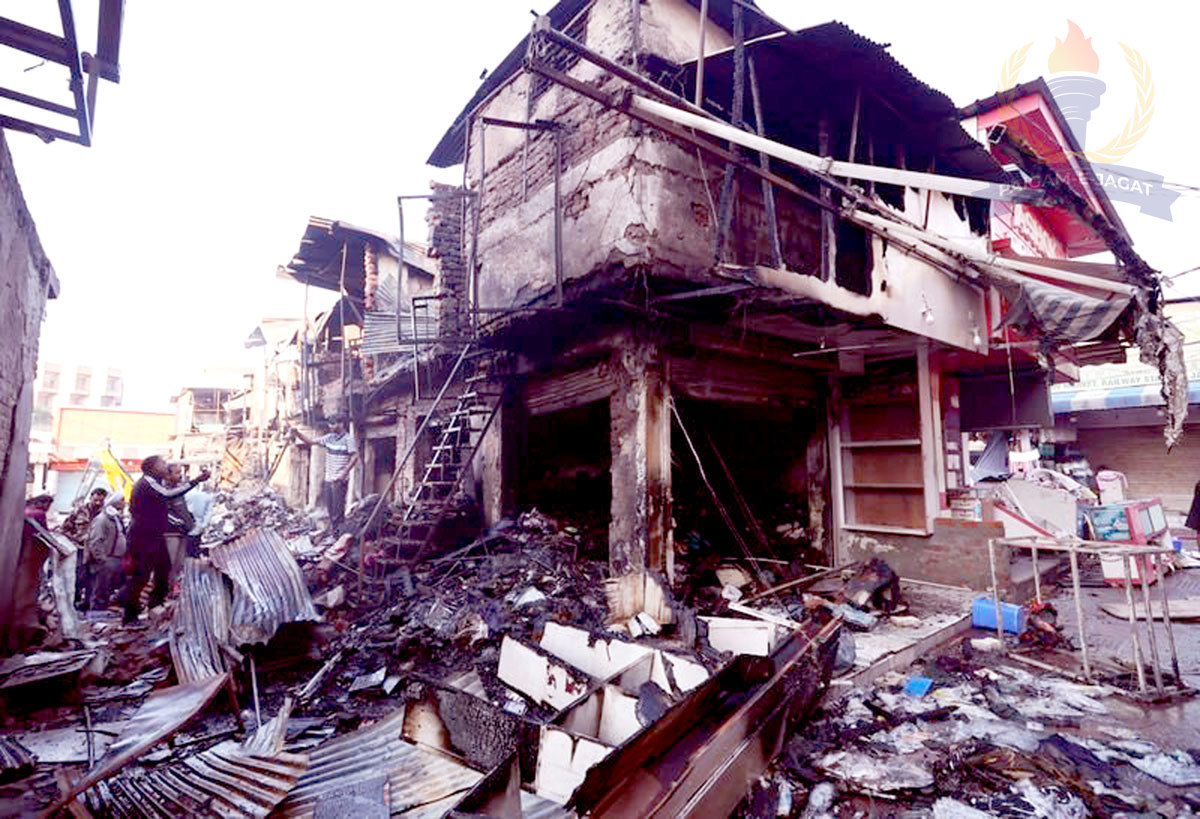 Fire Destroys 40 Shops Near Jammu Railway Station, Traders Face Heavy Losses