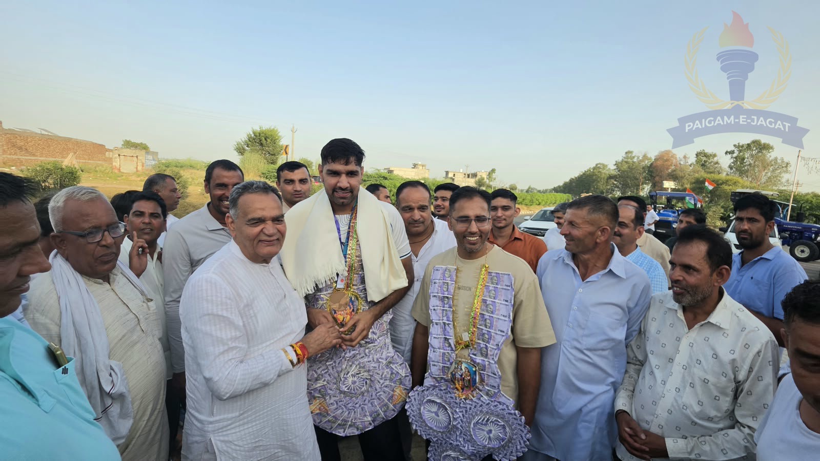 Sorkhi’s Son Narendra Berwal Returns Home with Asian Games Medal, MLA Vinod Bhayana Gives Warm Welcome at Mundhal